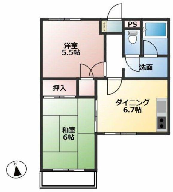 下目黒ハウス(2DK/3階)の間取り写真