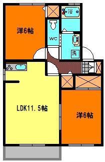 コートヴィレッジ後城(2LDK/2階)の間取り写真