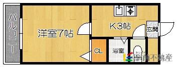 レークサイド香椎(1K/3階)の間取り写真