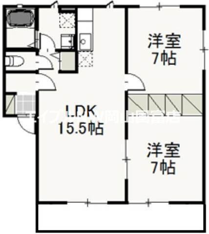 あみんB(2LDK/1階)の間取り写真