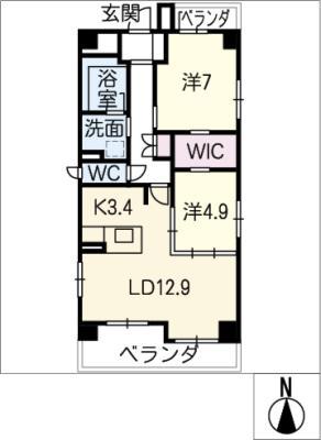 カラバサス(2LDK/5階)の間取り写真
