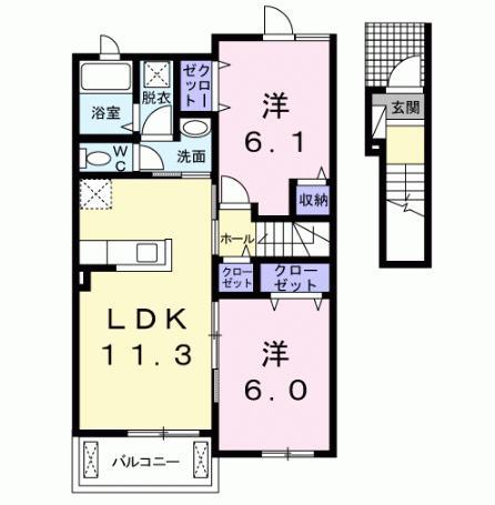 フラン メゾン B(2LDK/2階)の間取り写真