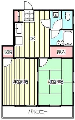 ユメッツ前上(2DK/3階)の間取り写真