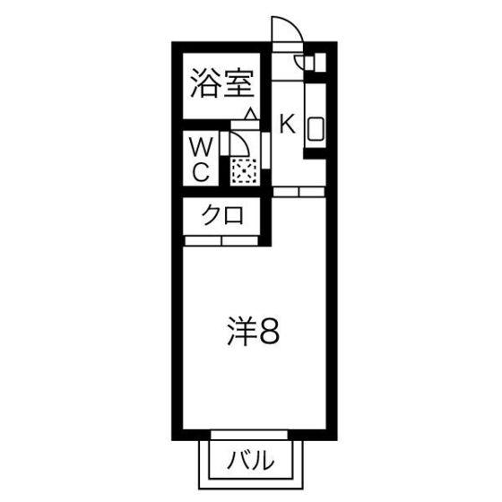 グレース萩野町(1K/2階)の間取り写真