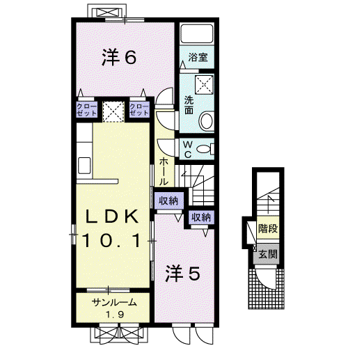 セルサス荒山(2LDK/2階)の間取り写真