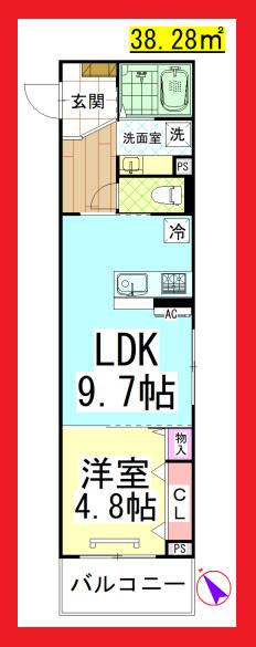 DL D PAINA TAKAKURA (1LDK/3階)の間取り写真