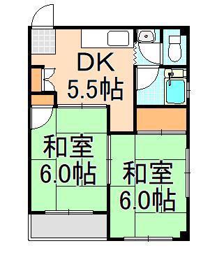 コーポ中島(2DK/2階)の間取り写真
