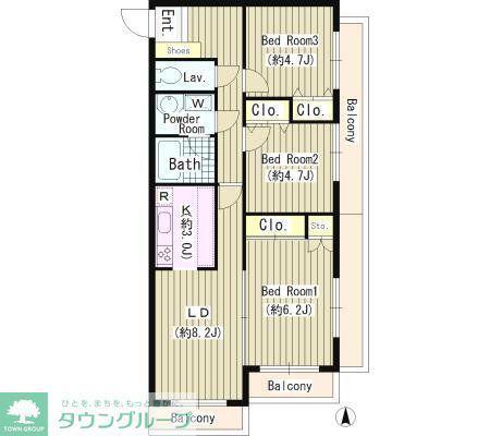 フィオーレスパッチオ(2LDK/2階)の間取り写真