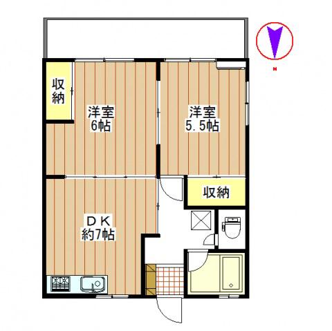 リビングベース(2DK/1階)の間取り写真