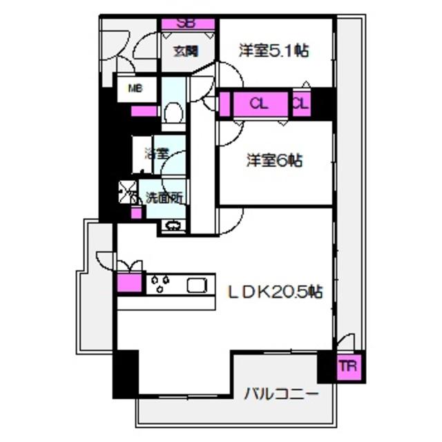プレファシオなかもず(2LDK/4階)の間取り写真