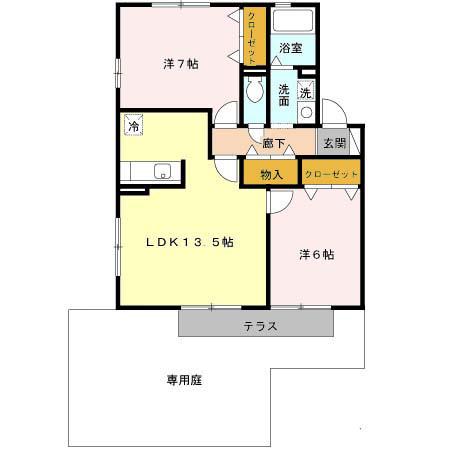 イナガーデン(2LDK/1階)の間取り写真