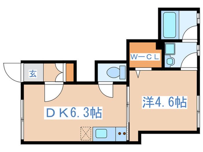 ウィルフォレストII(1DK/1階)の間取り写真