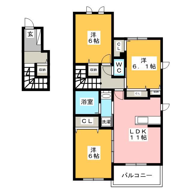 アリエット(3LDK/2階)の間取り写真