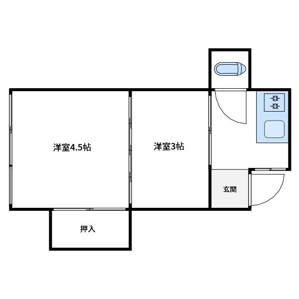大内荘(2K/3階)の間取り写真