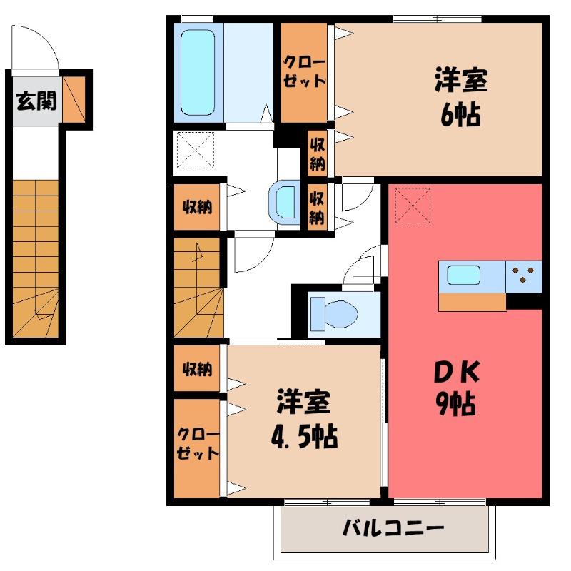 アーバンハイツ(2DK/2階)の間取り写真