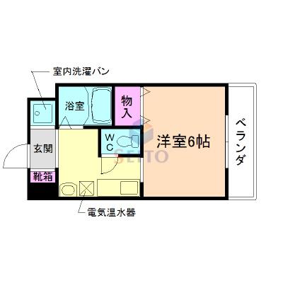 ソレアード岡町(1K/3階)の間取り写真