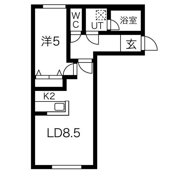 JYUNA(1LDK/2階)の間取り写真