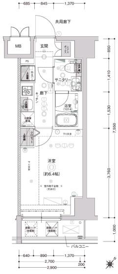 CREST TAPP SHIN YOKOHAMA(1K/10階)の間取り写真