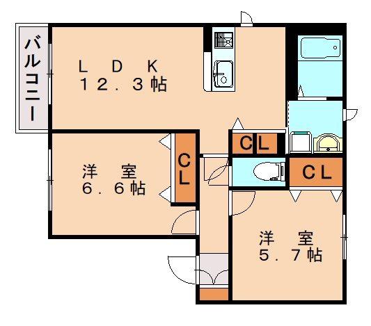 メゾン・クレール(2LDK/1階)の間取り写真