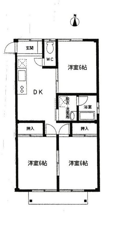 RIVER豊栄I(3DK/1階)の間取り写真