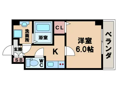 グランパシフィック松虫通(1K/6階)の間取り写真