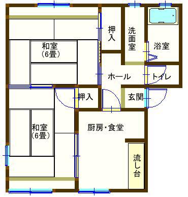ラフォーレ五十部3(2DK/2階)の間取り写真