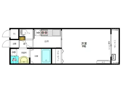 リューキ8(1K/2階)の間取り写真