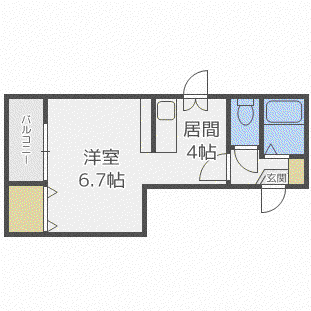ツインビルいとう1号館(1K/2階)の間取り写真