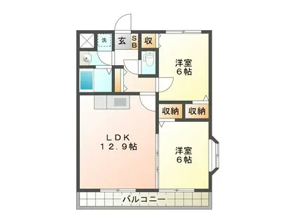 エクシヴ22(2LDK/4階)の間取り写真