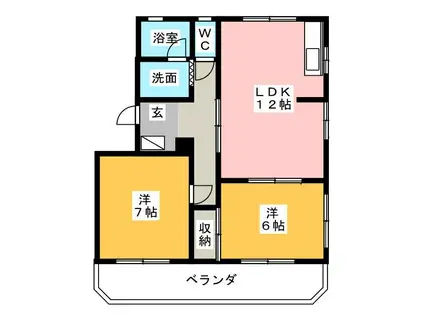 コスタ草薙(2LDK/2階)の間取り写真