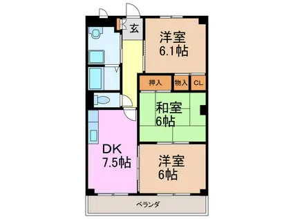 エクセルメゾンA(3DK/2階)の間取り写真