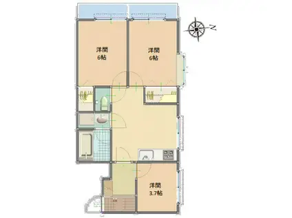 ジャコワ東日本橋マンション(3DK/6階)の間取り写真