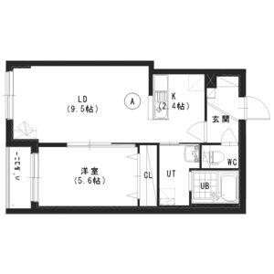 グランスター9(1LDK/4階)の間取り写真