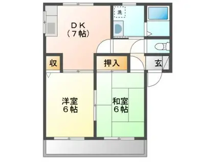 アマービレ九ノ坪(2DK/2階)の間取り写真