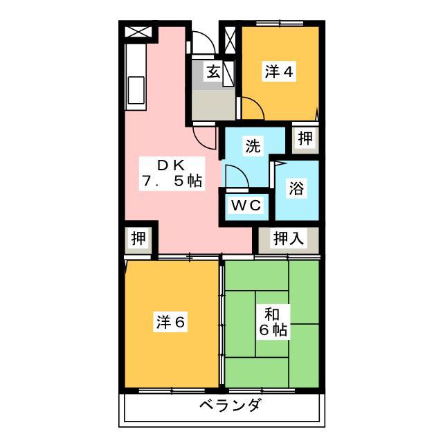 コーポエデン A(3DK/1階)の間取り写真