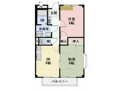 LIMPIAおおまつ(2DK/1階)の間取り写真