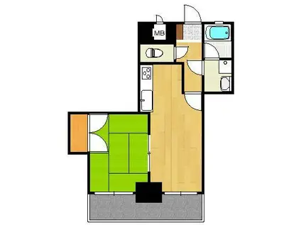 ライオンズマンション徳山502号(1DK/5階)の間取り写真
