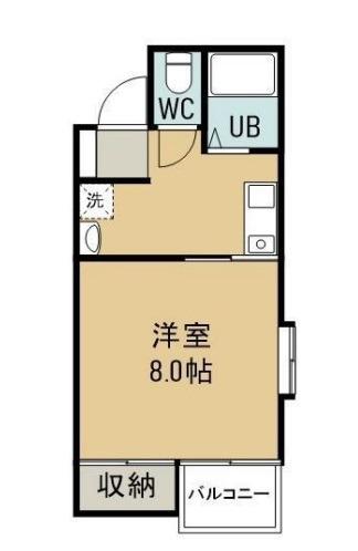 ヂュエルヤマサキ B棟(1K/1階)の間取り写真