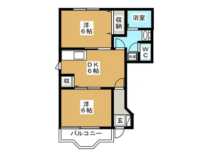 エスポアラージアンC(2DK/1階)の間取り写真