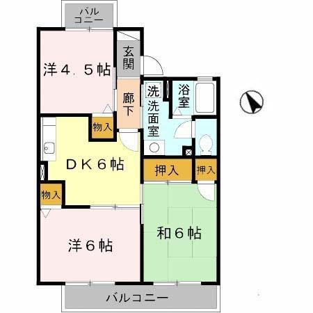 グランディール福田(3DK/1階)の間取り写真
