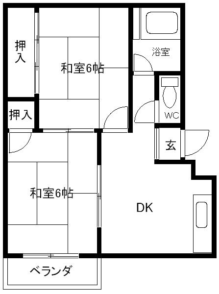 向井コーポラス(2DK/3階)の間取り写真