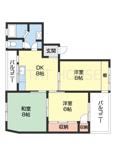 ハイツ有本(3DK/1階)の間取り写真