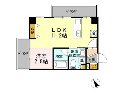 HOUSE TAGAWA(1LDK/8階)の間取り写真