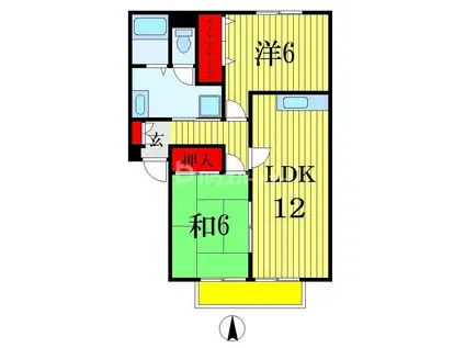 パセオ青葉の森壱番館(2LDK/2階)の間取り写真
