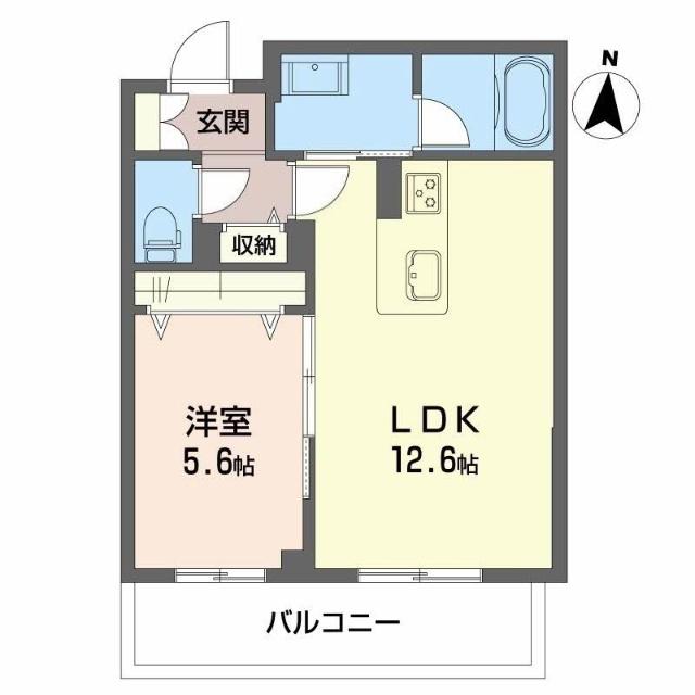 アヴェニール雄飛ヶ丘(1LDK/1階)の間取り写真