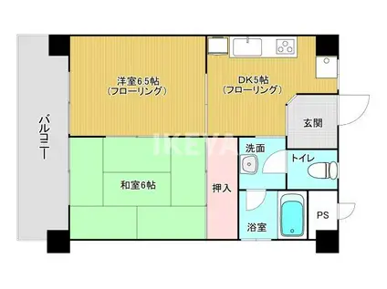 菅北ハイツ(2DK/5階)の間取り写真