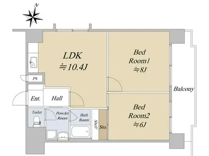 シティハイツ南5条(2LDK/6階)の間取り写真