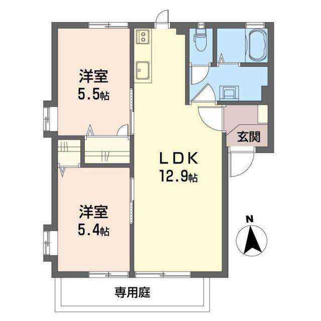 ビクトワール A(2LDK/1階)の間取り写真
