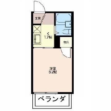 ジュネスK(1K/2階)の間取り写真