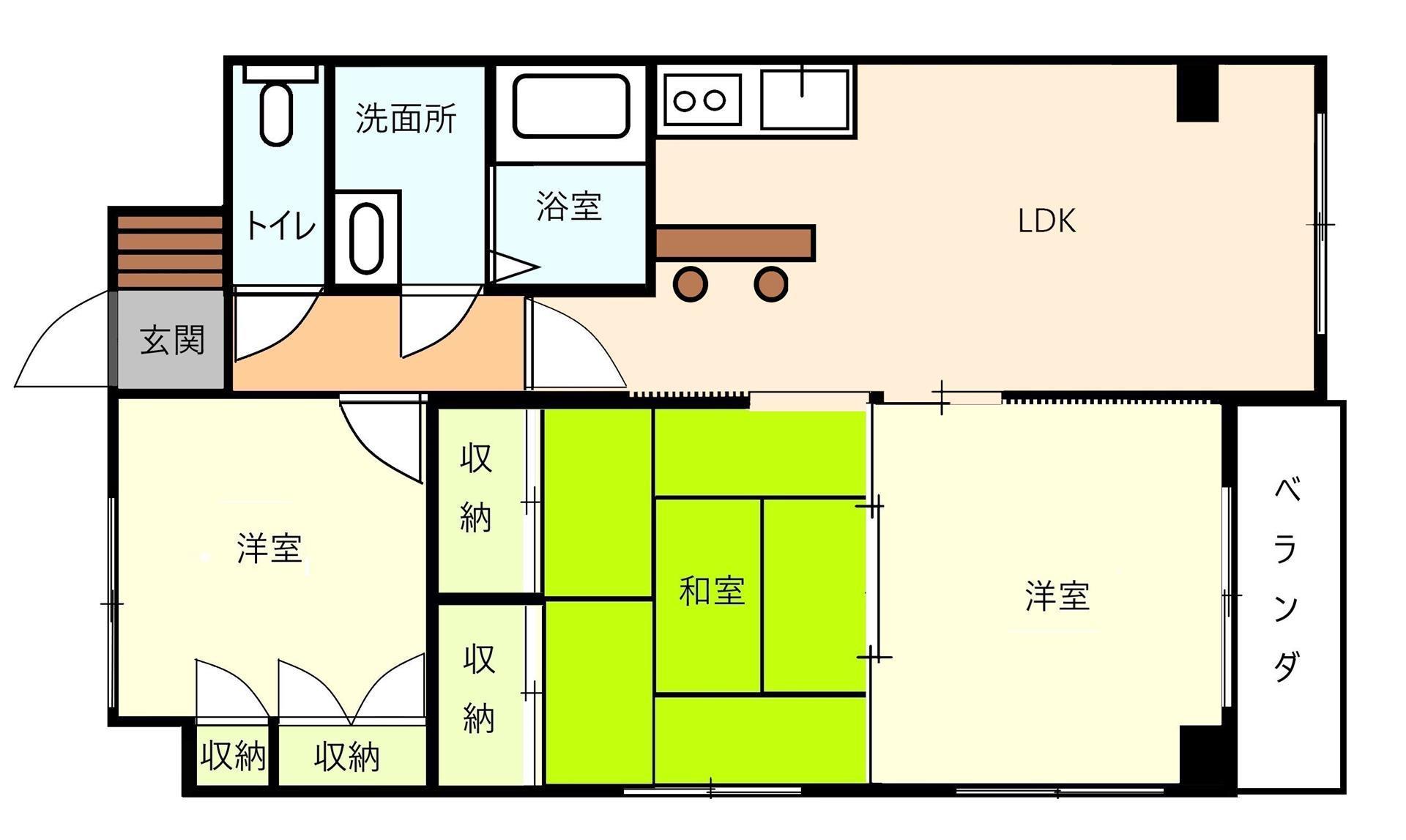 プランドール矢原(3LDK/4階)の間取り写真